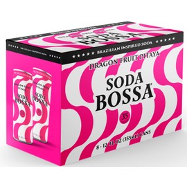 Soda Bossa Sparkling Healthy Soda, Dragon Fruit, Low-Calorie, Gluten Free & Non-GMO, Guilt-Free & Hydrating Sparkling Soda Drink - Natural Soda - Craft Soda 8-12 FL OZ Cans/Box (Pack of 1 Box)