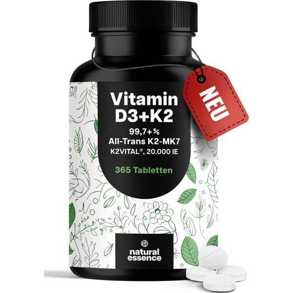 Vitamin D3 20,000 IU + Vitamin K2-365 Tablets - 99.7+%