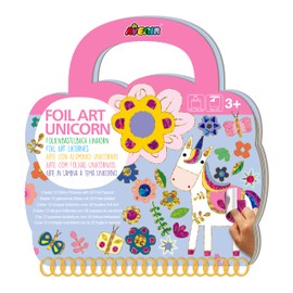 Avenir Foil Art Unicorn Craft Kit, 12 Pictures with 20 Foil Sheets, Stickers, Ideal for Travel, from 3 Years, Pink