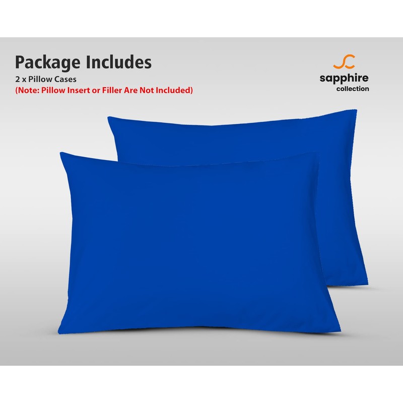 Sapphire Collection 2 x Luxury Pair of Housewife Pillow Cases