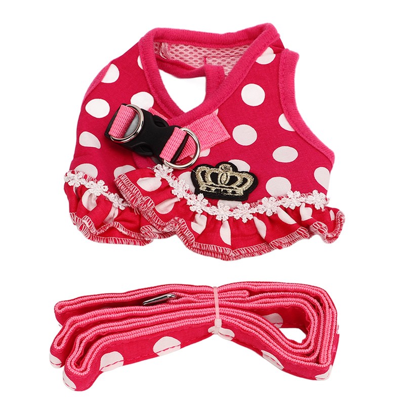 Dog Harness Leash Adjustable Escape Proof Breathable Safe Dots Design