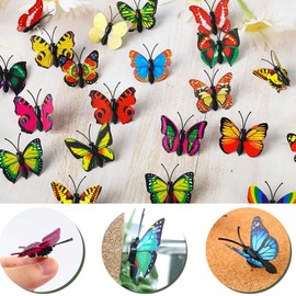 Drawing Pins, Pack of 50 Colour 3D Butterfly Push Pins Decorative Thumbtacks Cute Picture Bulletin Board Pins for Cork Board Black Board Card Wall Calendar Photo Office Supplies