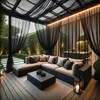Draphelle Extra Wide Outdoor Curtains Waterproof Black Voile Mesh Screen