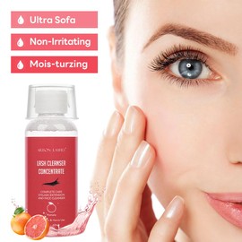 Eyelash Cleanser Concentrate 60ml Professional Lash Extensions Shampoo Natural Foaming Cleanser for Extensions Lashes with Salon Home Care-Makes 12 Bottles 60ml Eyelash Shampoo (pomelo)