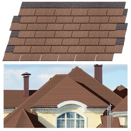 Maasechs 7 Pack 39'' X13'' Double Layer Asphalt Roof Shingles for Home 3-tab Roofing Shingles Tile Repairing Self Adhesive Shed Decor for Outdoor Garage Pet House Cover 10.7 Square Feet(Red)
