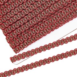 BENECREAT 16.4 Yard/15m Gimp Braid Trim, 10mm Red Trim Polyester, Woven Fabric Trim Lace Trim Upholstery Trim for Process Sewing and DIY Crafts Upholstery Curtain Slipcover Decoration