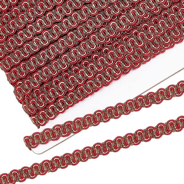 BENECREAT 16.4 Yard/15m Gimp Braid Trim, 10mm Red Trim Polyester,