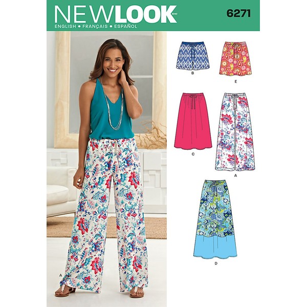 Simplicity Creative Patterns New Look 6271 Misses' Skirt in Three Lengths and Pants or Shorts, A (10-12-14-16-18-20-22)