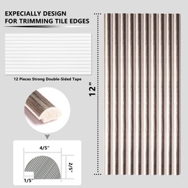 STICKGOO 10-Pack Tile Edge Trim, 12" Wall Molding Trim for Peel and Stick Backsplash Tile, Brushed Light Rose Gold Tile Edge Decorative Liner Comes with 12 Pieces Strong Double-Sided Tape