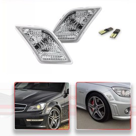 MODIPIM Clear Front Sidemarker w/White LED Lights For 2008-2011 Benz W204 C250 C300 C-Class