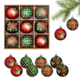 9 Pieces Christmas Baubles,60mm Christmas Ball Ornaments Decor for Xmas Tree Shatterproof Balls Seasonal Decorative Hanging Ball Ornaments for Xmas Party,Wedding,Holiday Home Decor Red and Green