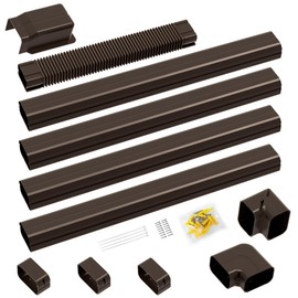 Mxclimate 4" 17Ft PVC Line Set Cover Kit for Mini Split and Central Air Conditioners,AC Heat Pump Systems,Decorative Tubing Pipe Covers,Brown