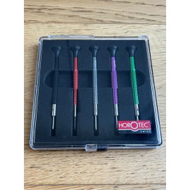 Horotec MSA 01.020-B Set of 5 Screwdrivers with Ball Bearings, 1.00 to 2.00mm
