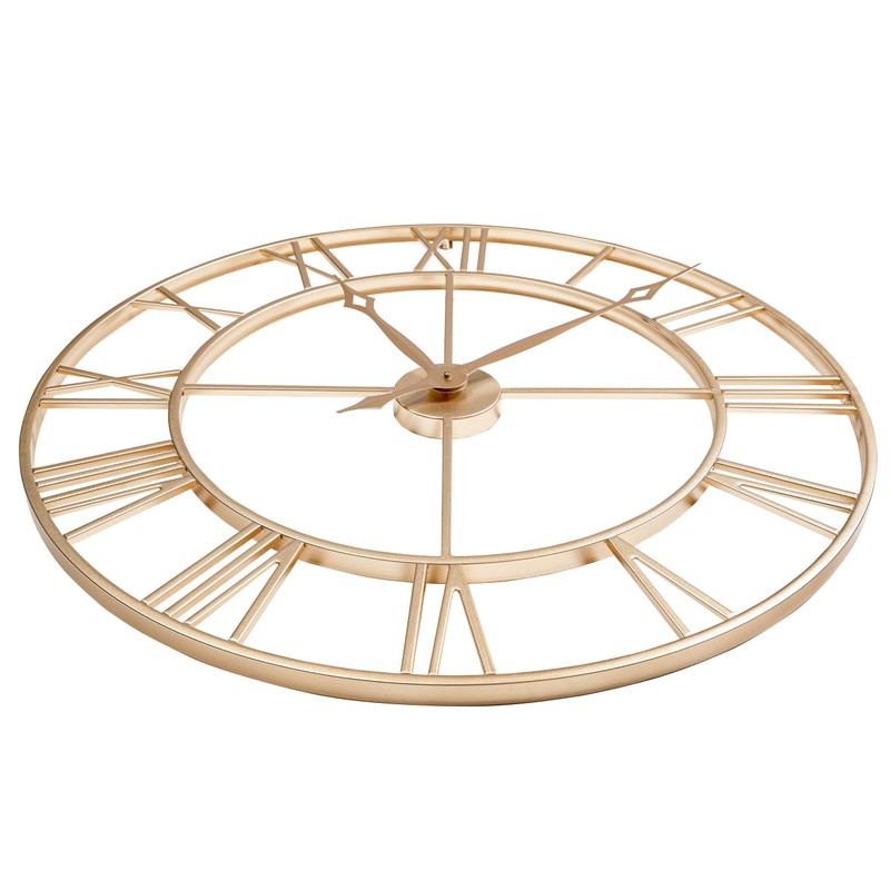 CLXEAST 30 Inch Wall Clock,Large Champagne Gold Metal Roman Numeral