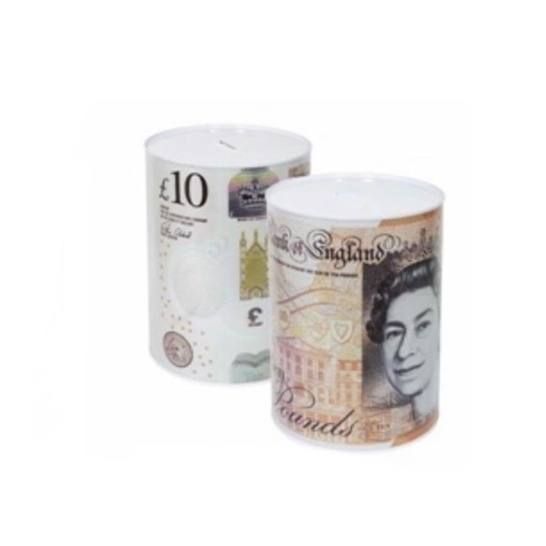 Money Box Tin (50 pound) Sterling Bank Note,Tin Piggy Bank,Cash Tin,Birthday money Box, Coin Tin,Christmass fund 15 * 10 * 10 cm