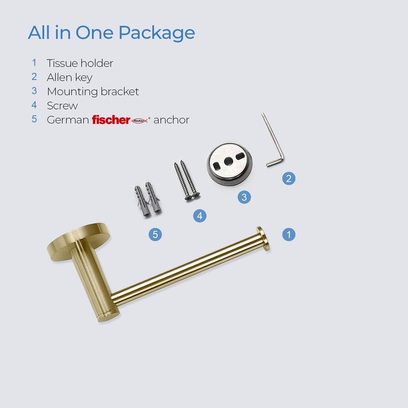 KIBI Circular Toilet Paper Holder for Bathroom Solid Brass Wall