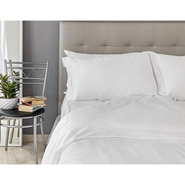 Provence - Egyptian Cotton 500 Thread Count Double Fitted Sheet, 135x200 cm, White, Luxury Bedding Made in Portugal