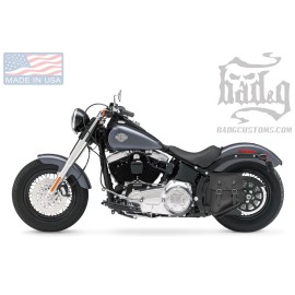 BAD&G CUSTOMS Harley Softail Hardtail LEFT Side Swingarm BLACK SOLO BAG - SHL03 BAD&G CustomS