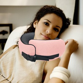 crazy bean Nackenkissen Mit Nackenstütze Einstellbares Nackenhörnchen aus Memory-Schaumstoff Ultraleicht und Tragbar Ideal Für Reisen, Züge, Flugzeuge Oder Zum Ausruhen zu Hause Rosa