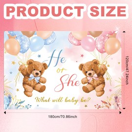 Pink and Blue Gender Reveal Background Decorations She Or He Backdrop Banner Pregnancy Announcement Party Accessories Photography Background for Gender Reveal Baby Party 180 x 120 cm