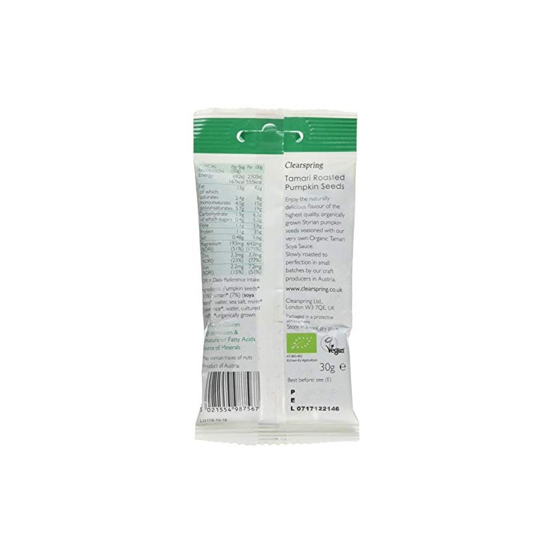 Clearspring Organic Tamari Roasted Pumpkin Seeds, 30g
