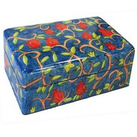 Yair Emanuel Wooden Painted Jewelry Medium Size Box - Pomegranate