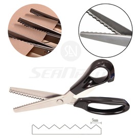 Tijeras de tela rosada, tijeras de manualidades, tijeras de costura profesionales de acero inoxidable festoneadas, tijeras de costura para piel, sastrería, tijeras de mano de papel, etc. (Serrated5mm)