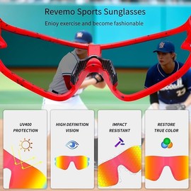 Revemo 3 Pack Kids Baseball Sunglasses, UV400 Sports Shades for Boys & Girls, Running, Lightweight TR90 Frame