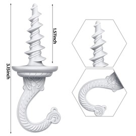 Ripeng 2 Pieces 40mm/1.57 Inch Swag Ceiling Hooks Wall Hook Heavy Duty Swag Hook Indoor Outdoor for Hanging Plants Chandelier (White)
