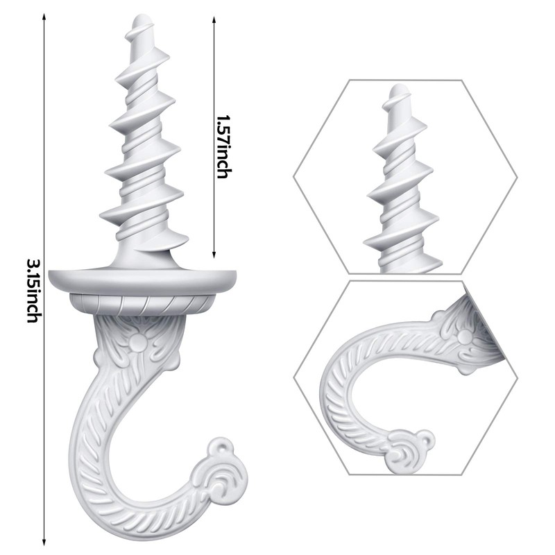 Ripeng 2 Pieces 40mm/1.57 Inch Swag Ceiling Hooks Wall Hook
