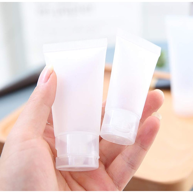 12 Empty Refillable Clear Plastic Tubes for Cosmetics, Soft Tubes