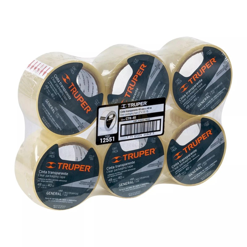 Truper CTR-40 Packaging tape 48 mm x 40 m transparent
