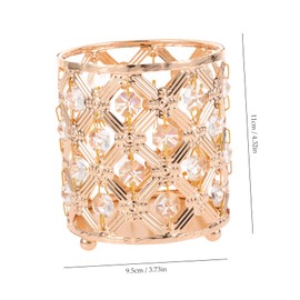 Parliky Metal Golden Makeup Brush Holder Cup Crystal Small Makeup Brush Holder Practice Pen Holder