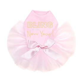 Bling on The New Year- Bling Rhinestone New Year Dog Tutu Dress, 4XL Pink