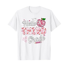 Hello 3rd grade First Day Of School Third Grader Apple Disco T-Shirt