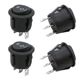 TWTADE / 4Pcs Momentary Boat Rocker Switch 3 Pin 3 Position(ON)-Off-(ON) SPDT Mini Car Auto Boat Round Rocker Toggle Switch 6A 250VAC/10A 125VAC KCD1-5-123