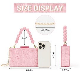 Fecialy Women Acrylic Clutch Purse Beads Evening Handbag Marble Clutch Formal Party Bridal Wedding Crossbody Bag
