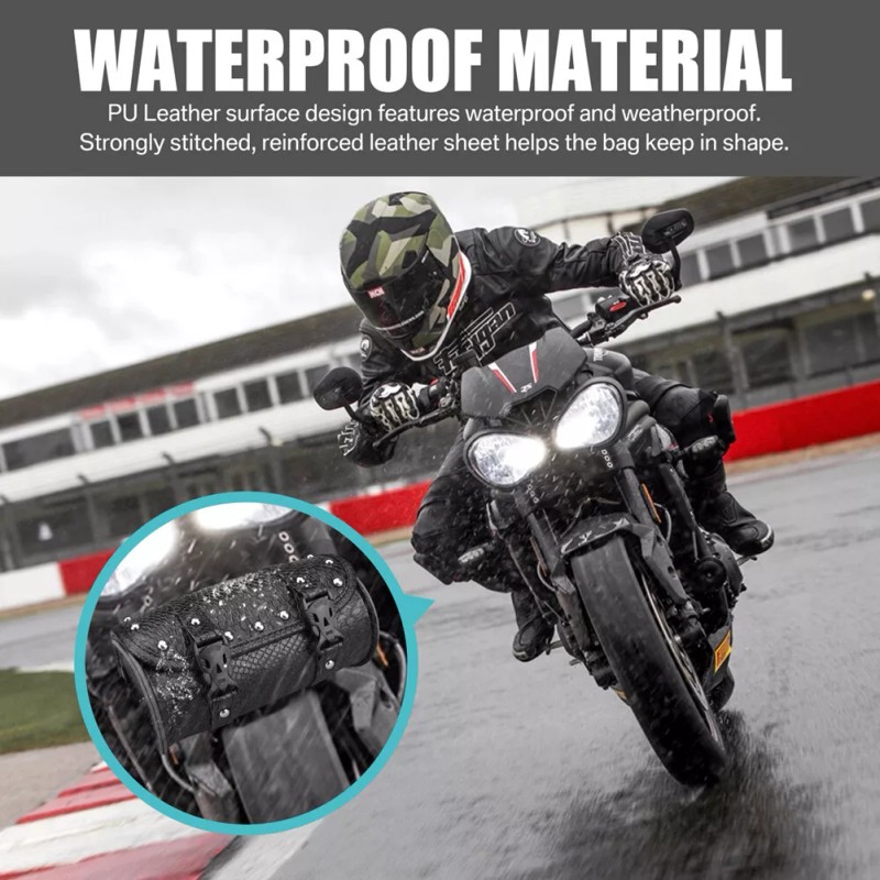 Motorcycle Front Fork Tool Bag Pouch Storage Luggage SaddleBag Leather