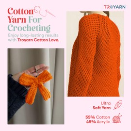 Troyarn Cotton Love (paquete de 2 madejas) 55% algodón, 45% hilo acrílico (2 x 3.5 onzas - 2 x 100 gr)/(2 x 360 yardas-2 x 330 mt) (11337-granada)