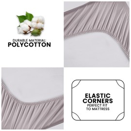 King Size Deep Fitted Sheet- 16"/40 cm Anti Allergy Bedding Sheet- Polycotton Fabric Deep Pocket Bottom Sheet- Grey