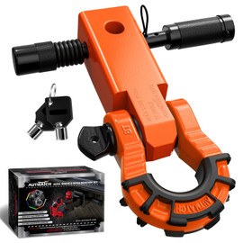 AUTMATCH Shackle Hitch Receiver 2" with 3/4" Mega D Ring Shackle and 5/8" Trailer Hitch Lock Pin, 68,000 Lbs Break Strength Heavy Duty Receiver Towing Kit for Off-Road Vehicle Recovery, Orange