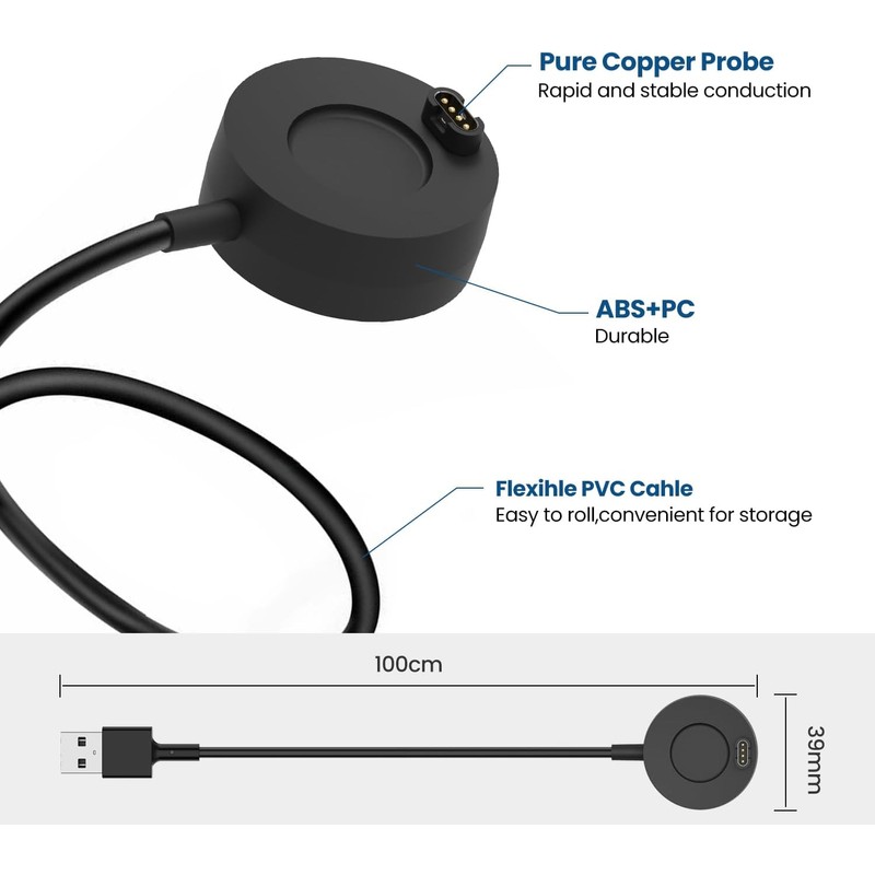 2-Pack Charger for Garmin Fenix 8 43MM/47MM/51MM, 3.3ft Charging Cable&Stand