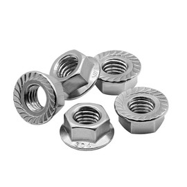 Beduan M8 x 1.25 - Tuercas de bloqueo hexagonales de brida dentada 304 de acero inoxidable 18-8 con acabado brillante (50 piezas)