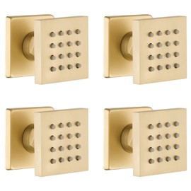 Brushed Gold 4 Pack HOMEDEC 2inch Brass Square Massage Shower Body Sprayer Jets
