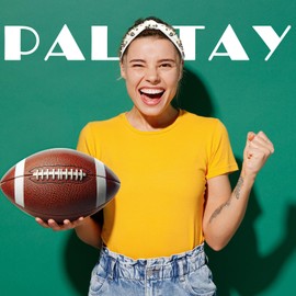 Palotay Football Headband Game Day Headband for Women Pearl Rhinestone Knotted Headbands Game Day Accessories for Sports Fun Red Blue White Football Hairbands White Football