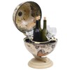 FAMIROSA Tabletop Globe Bar Wine Stand Eucalyptus Wood White