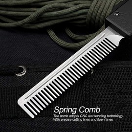 Stainless Steel Spring Comb, Switchblade Comb, Aluminium Alloy Man's Spring Pocket Oil Hair Comb Folding Hair Beard Folding Pocket Comb Best Gift for Men