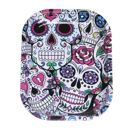 Rolling Trays Premium Metal Tray with Design - Perfect Size for Home Or Travel Accessories 7''X 5.5'',Skull