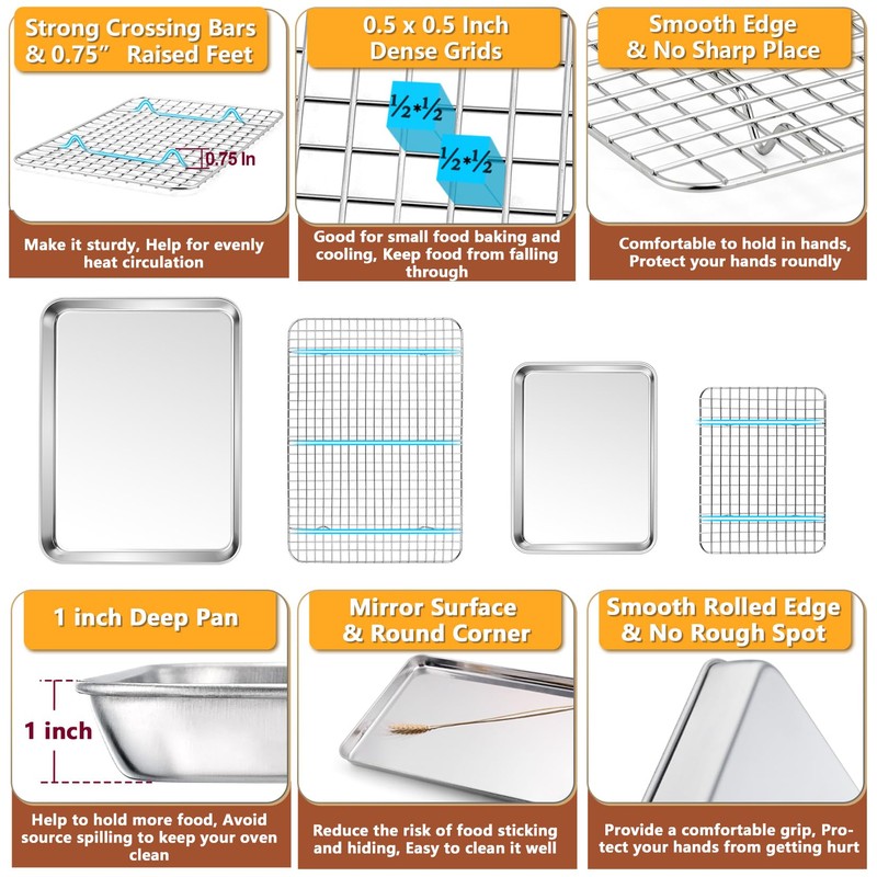 P&P CHEF 16 + 10.4 Inch Baking Sheet and Rack
