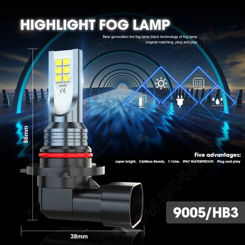 CHUSYYRAY 6000K 6x LED Headlight Fog Light Bulbs For Dodge